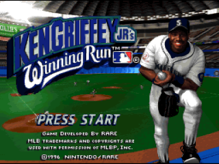 Ken Griffey Jr's Winning Run title screen for Super Nintendo